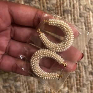 Faux pearl mini hoops